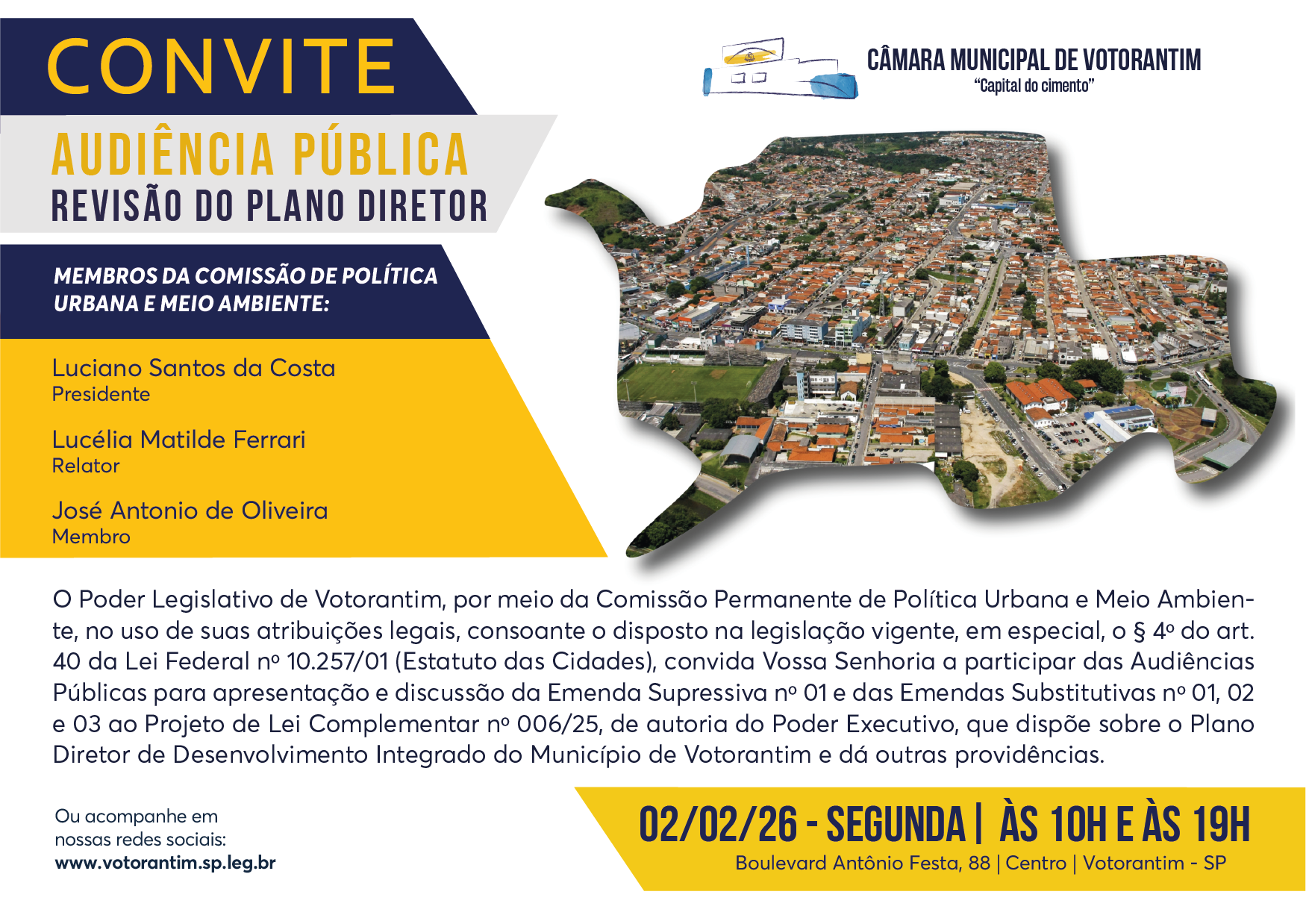 Câmara de Votorantim discute mudanças no Plano Diretor em audiências públicas