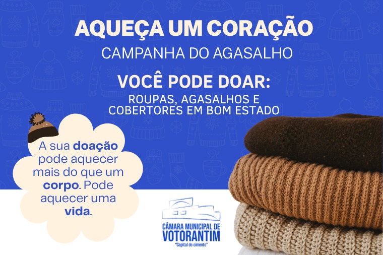 Câmara de Votorantim recebe doações para a Campanha do Agasalho 2026