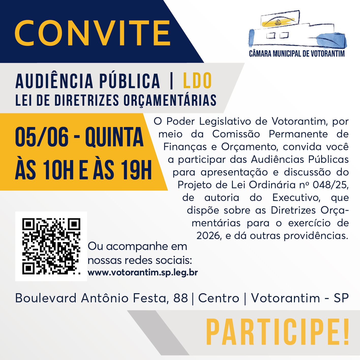 Câmara promove audiências públicas para discutir diretrizes orçamentárias de 2026