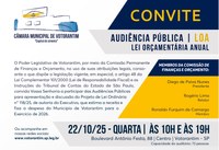 Câmara realiza audiências públicas da LOA 2026 no dia 22 de outubro