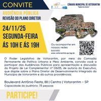 Câmara realizará audiências públicas para discussão sobre o Plano Diretor